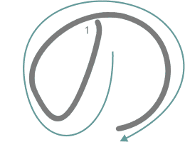 Знак азбуки Хирагана ХА с прорисовкой