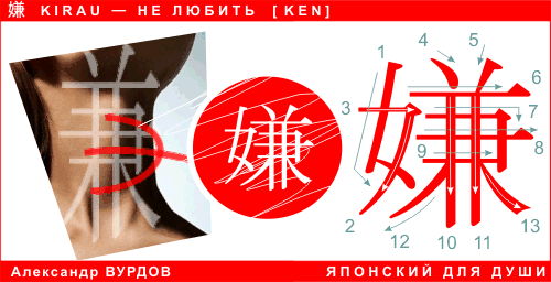 KEN kirau  .  . Kanji. .